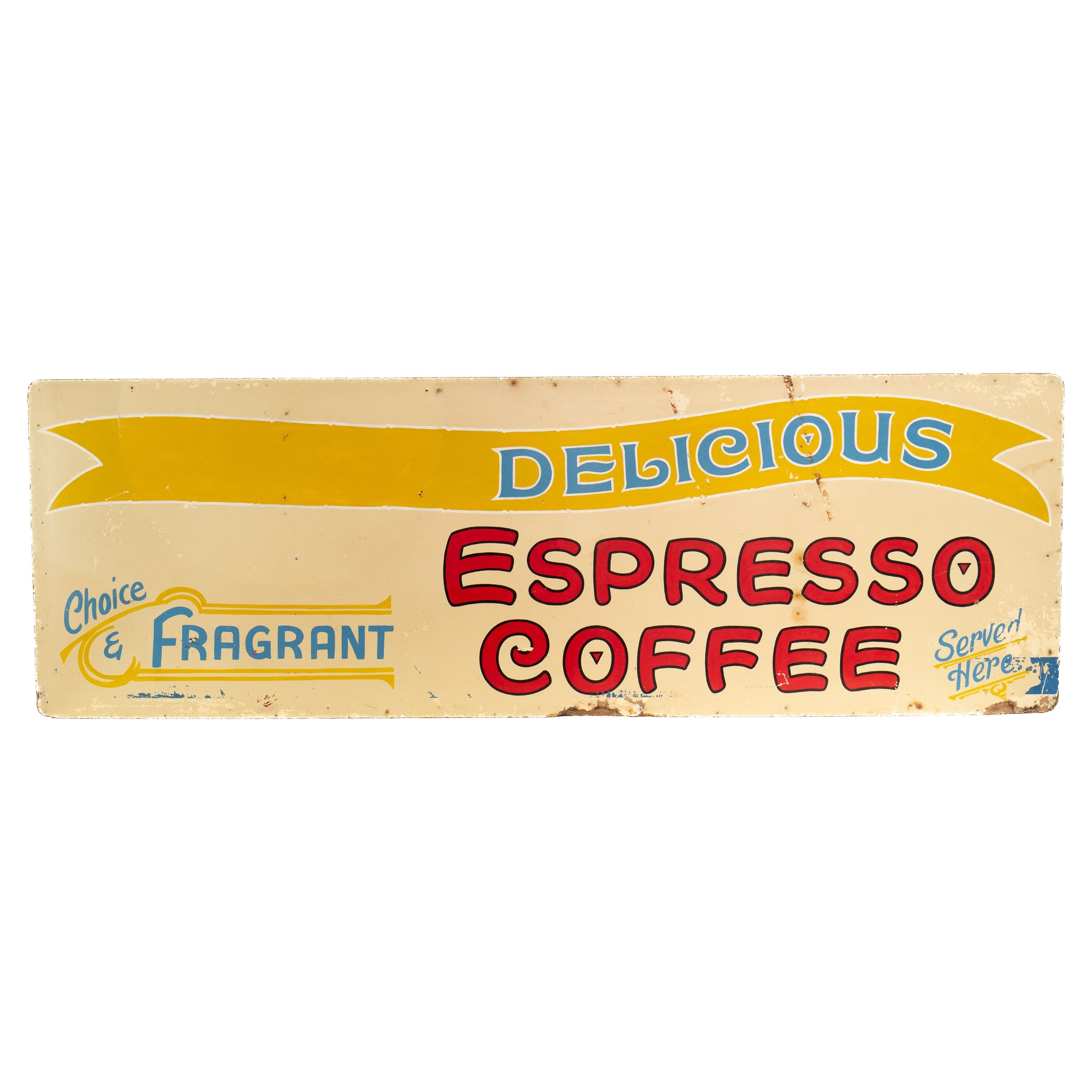 Hand-Painted 'Espresso Coffee' Milk-Bar Sign