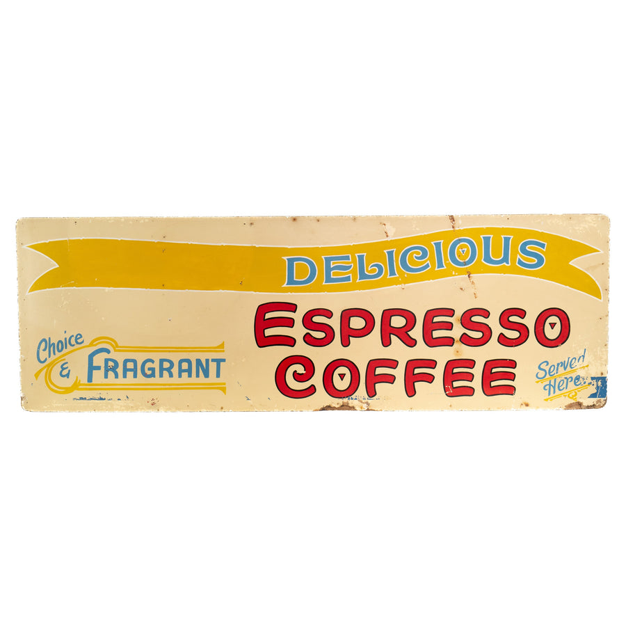 Hand-Painted 'Espresso Coffee' Milk-Bar Sign