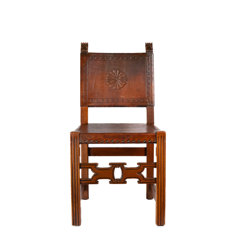 Set of Four Embossed Leather Dining Chairs, Decro, Melbourne