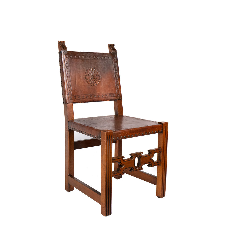 Set of Four Embossed Leather Dining Chairs, Decro, Melbourne