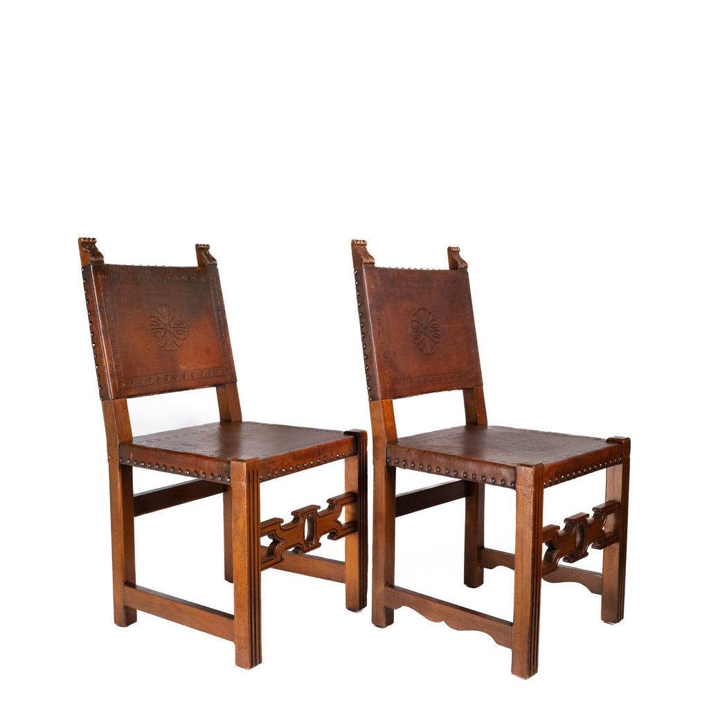 Decro Leather Dining Chairs, Set of Four
