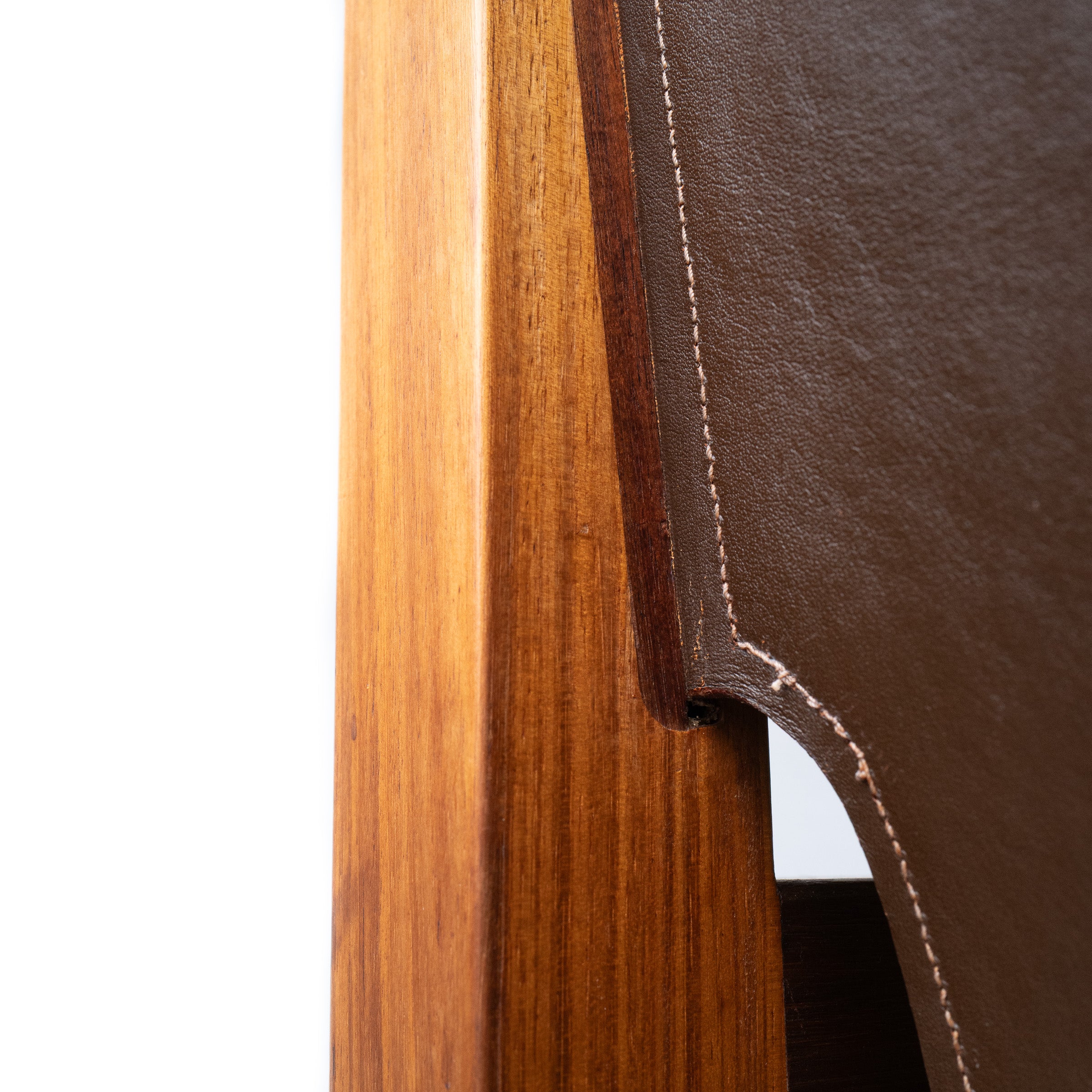 Mid-Century Leather-Sling Armchair, Two-Tone Blackwood Frame