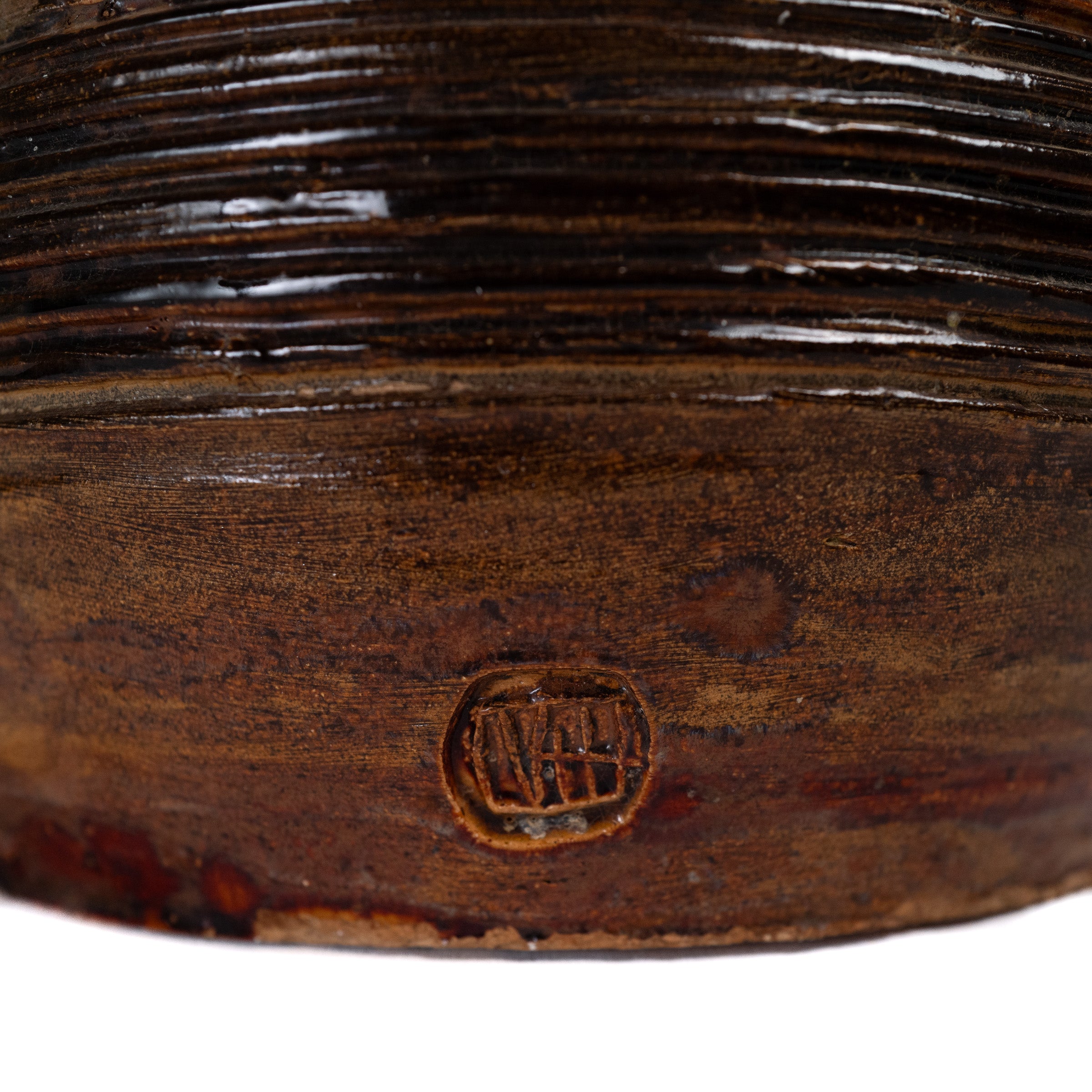 Large Drip-Glazed Stoneware Vessel, Cobalt over Brown