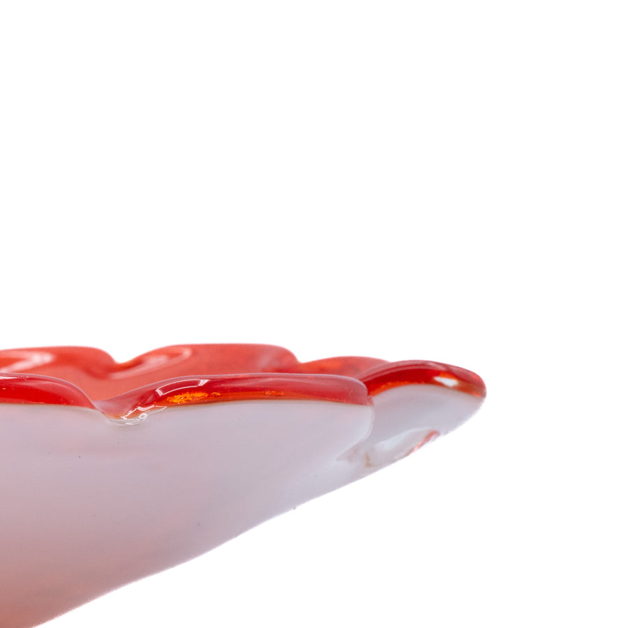 Mid-Century Murano Aventurine Leaf Dish, Orange and Gold