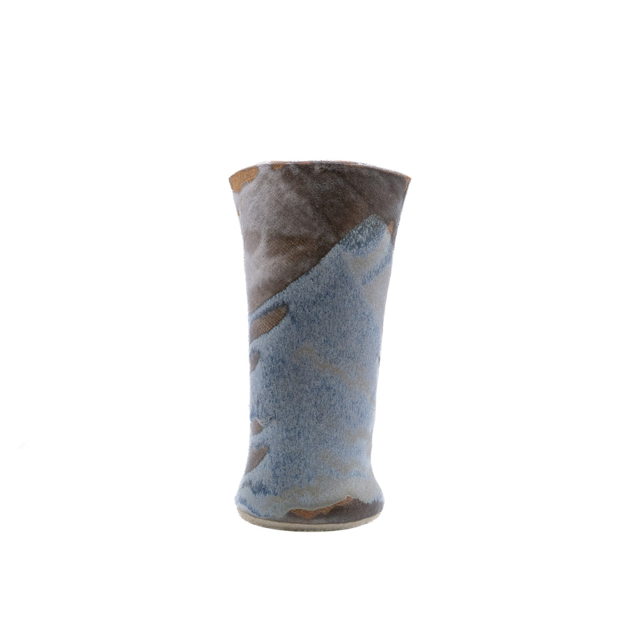 Split-Rim Studio Vase, Blue Ash Glaze