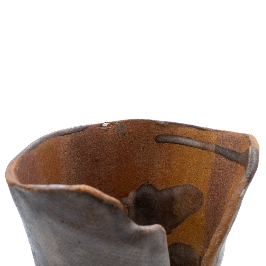 Split-Rim Studio Vase, Blue Ash Glaze
