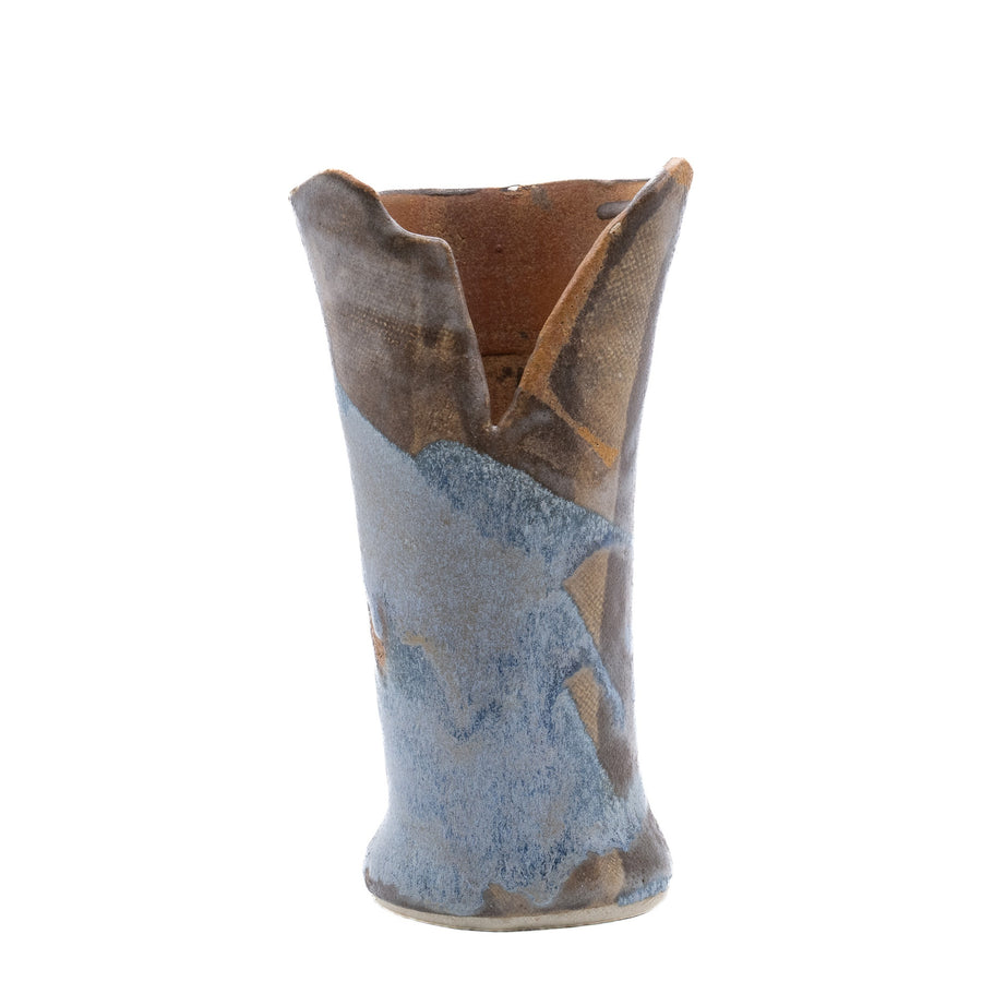 Split-Rim Studio Vase, Blue Ash Glaze