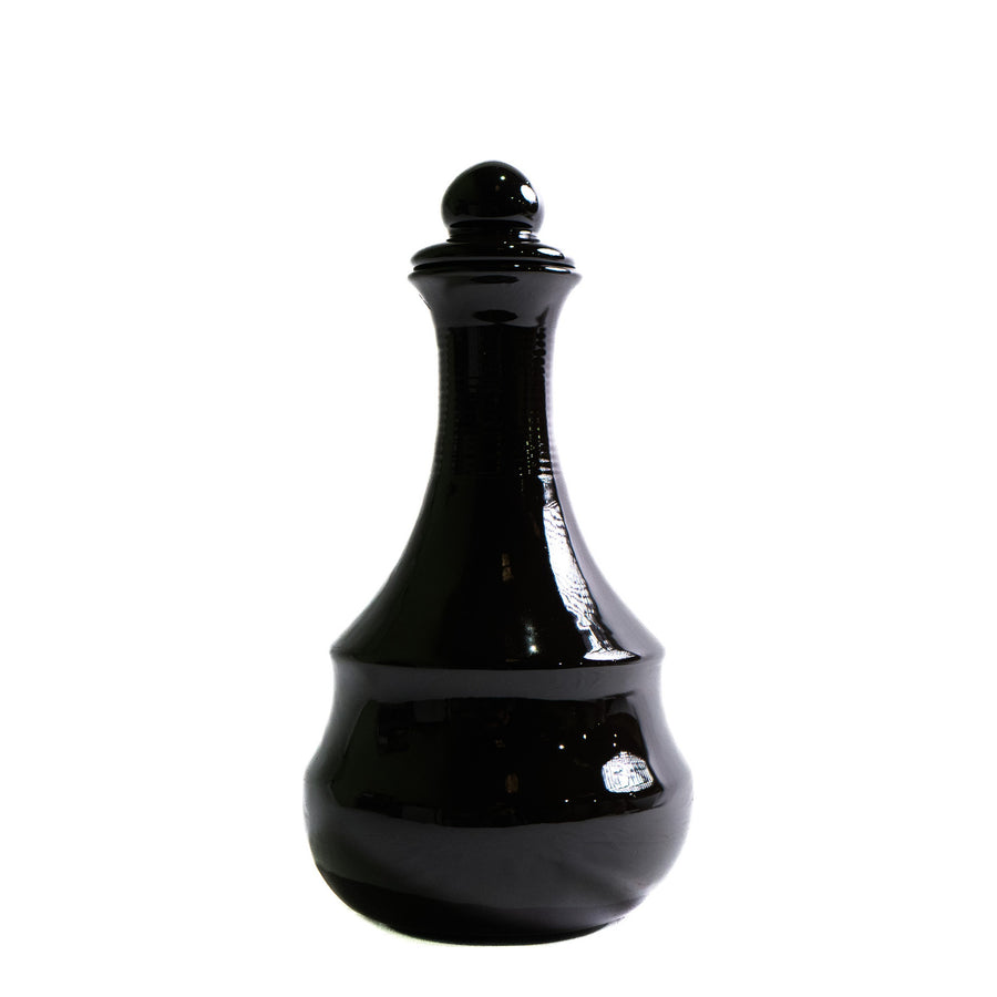 German Black Glass Decanter with Stopper