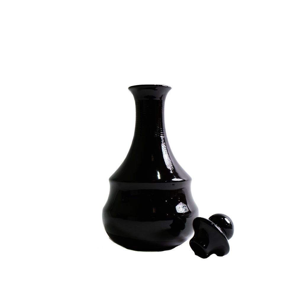 German Black Glass Decanter with Stopper