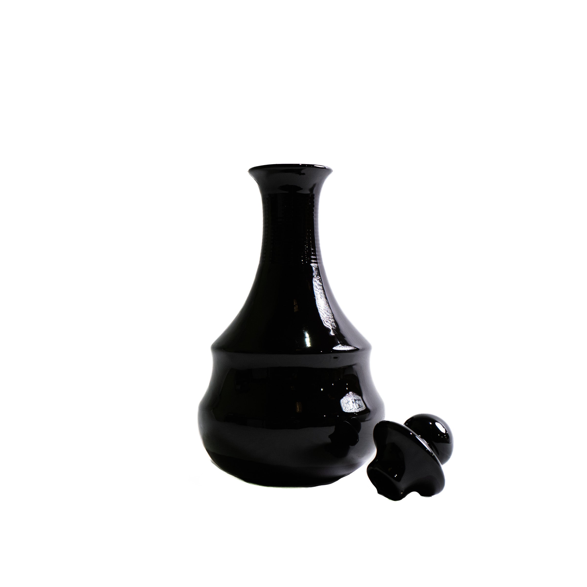 German Black Glass Decanter with Stopper