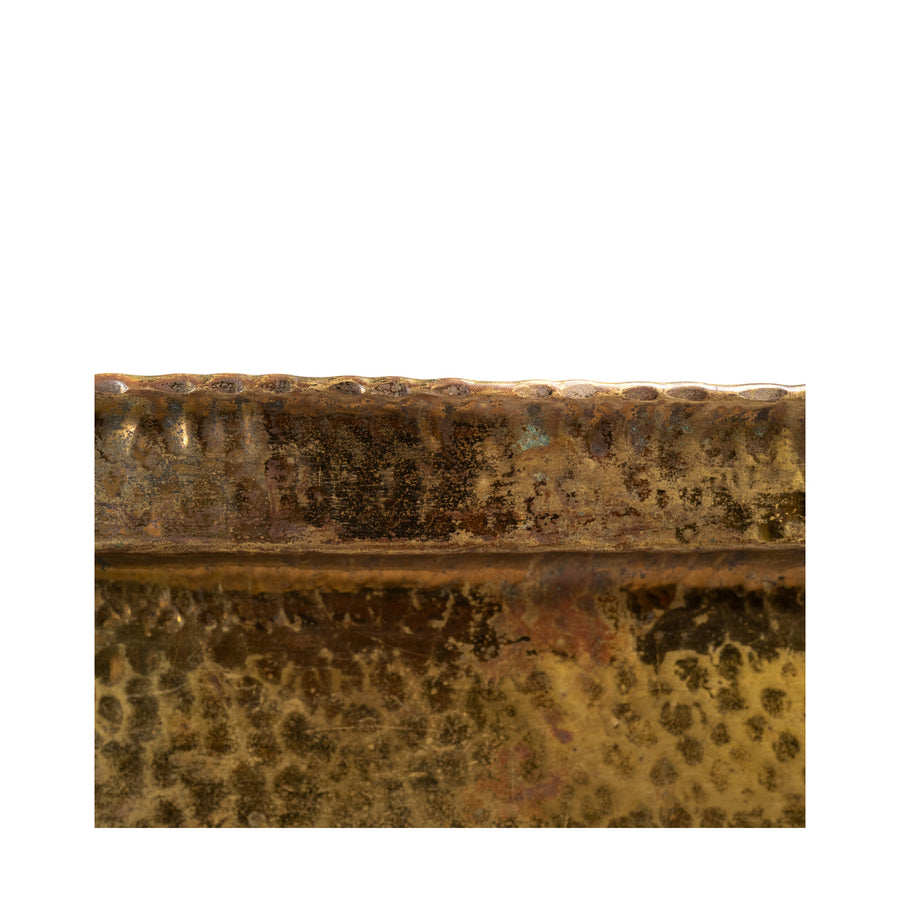 Arts & Crafts Hammered Brass Tray, Celtic Corners