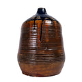 Large Drip-Glazed Stoneware Vessel, Cobalt over Brown