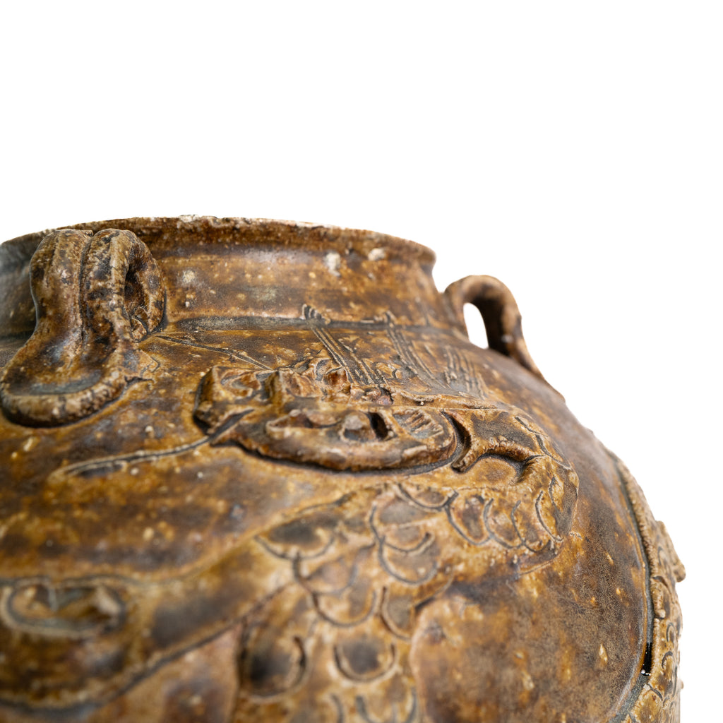 Qing Dynasty Brown-Glazed Chinese Dragon Jar