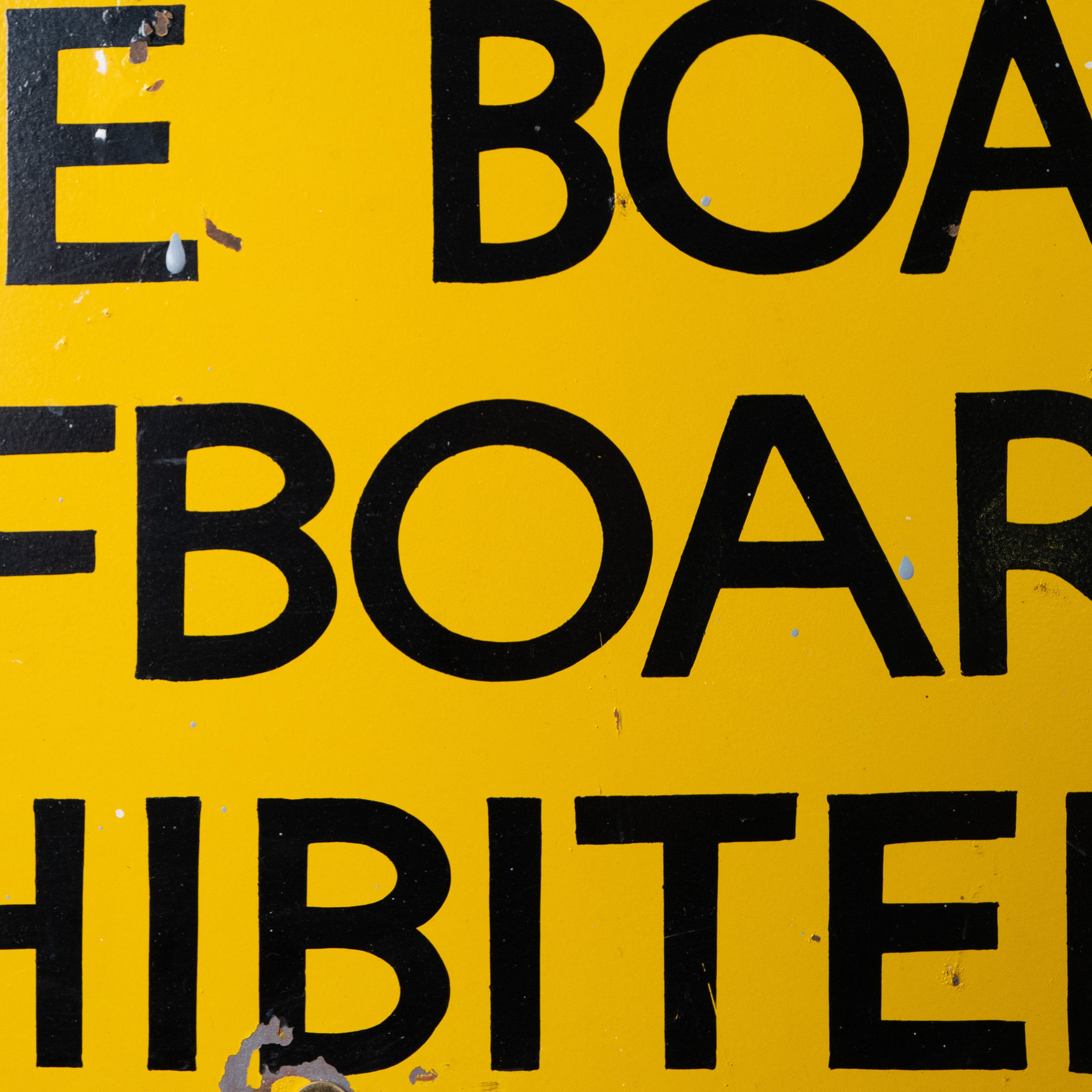 Enamel Beach By-law Sign, 'Skittle Boards & Surfboards Prohibited'