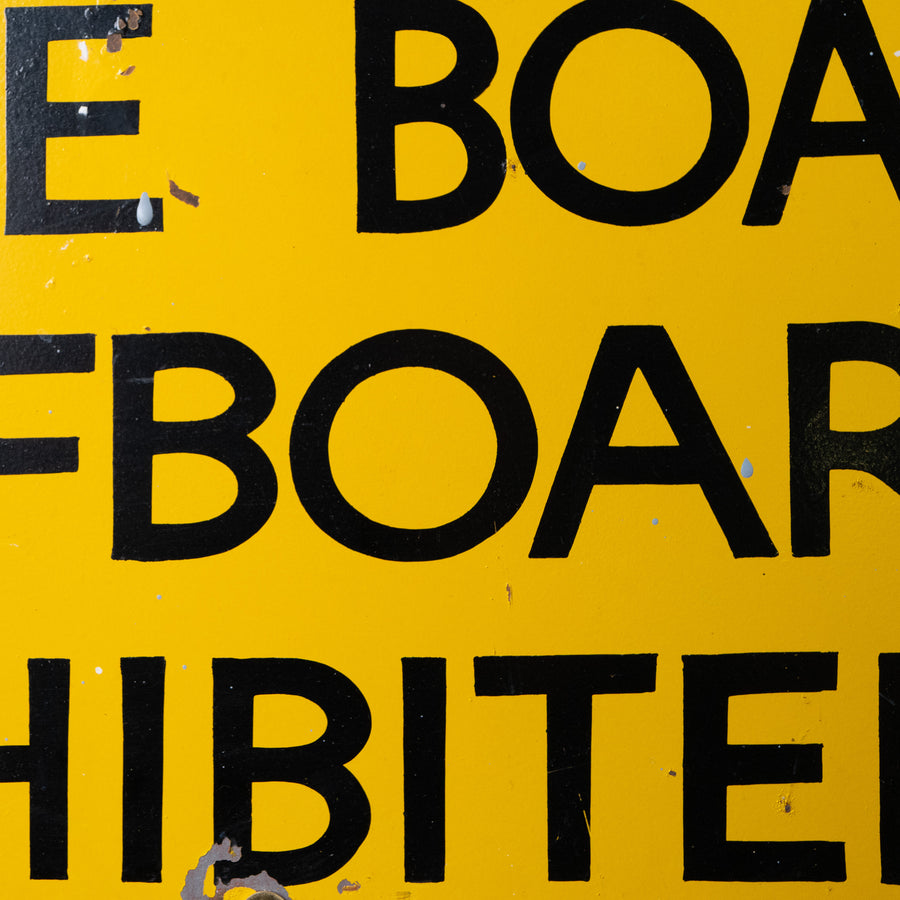 Enamel Beach By-law Sign, 'Skittle Boards & Surfboards Prohibited'