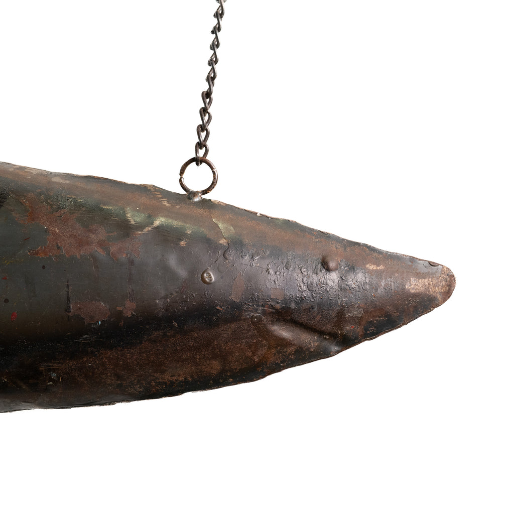 Hanging Steel Shark, Reclaimed-Drum Metal