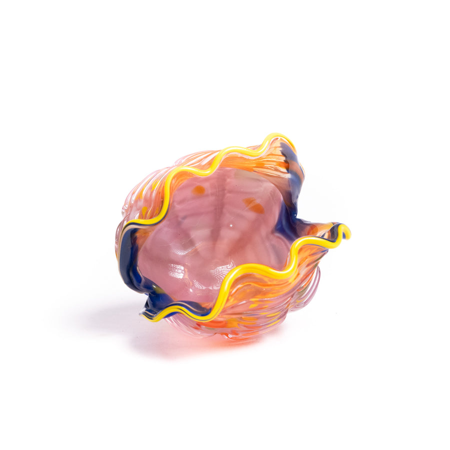 Colourful Clam-Shell Form Art Glass Vase