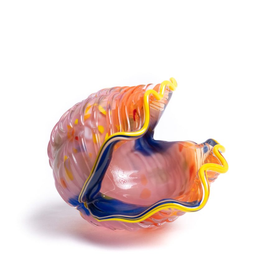 Colourful Clam-Shell Form Art Glass Vase