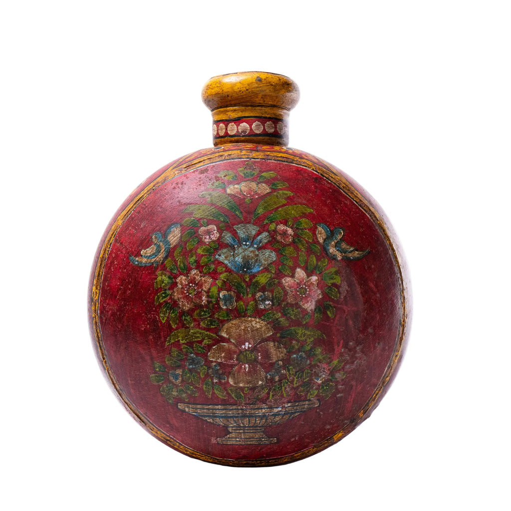 Hand-Painted Indian Water Flask, Probably Rajasthan - 1