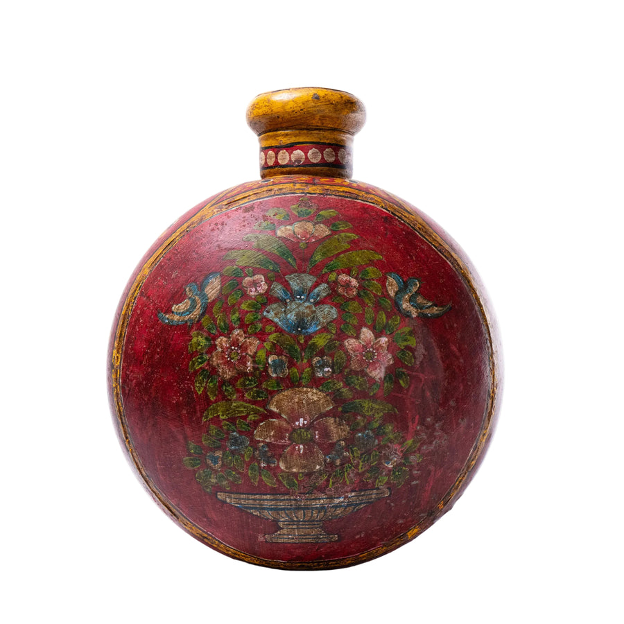 Hand-Painted Indian Water Flask, Probably Rajasthan