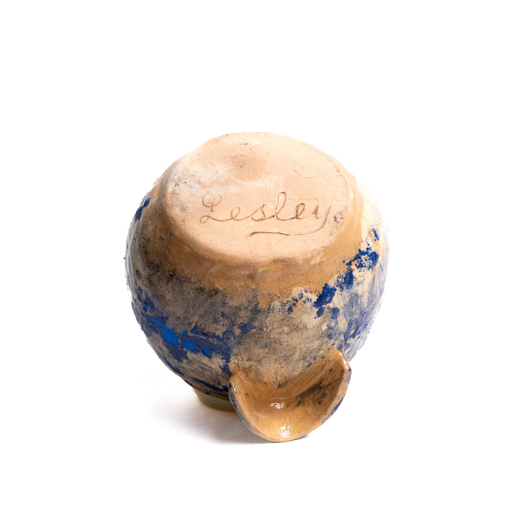 Small Twin-Handled Vase, Signed Lesley - 3