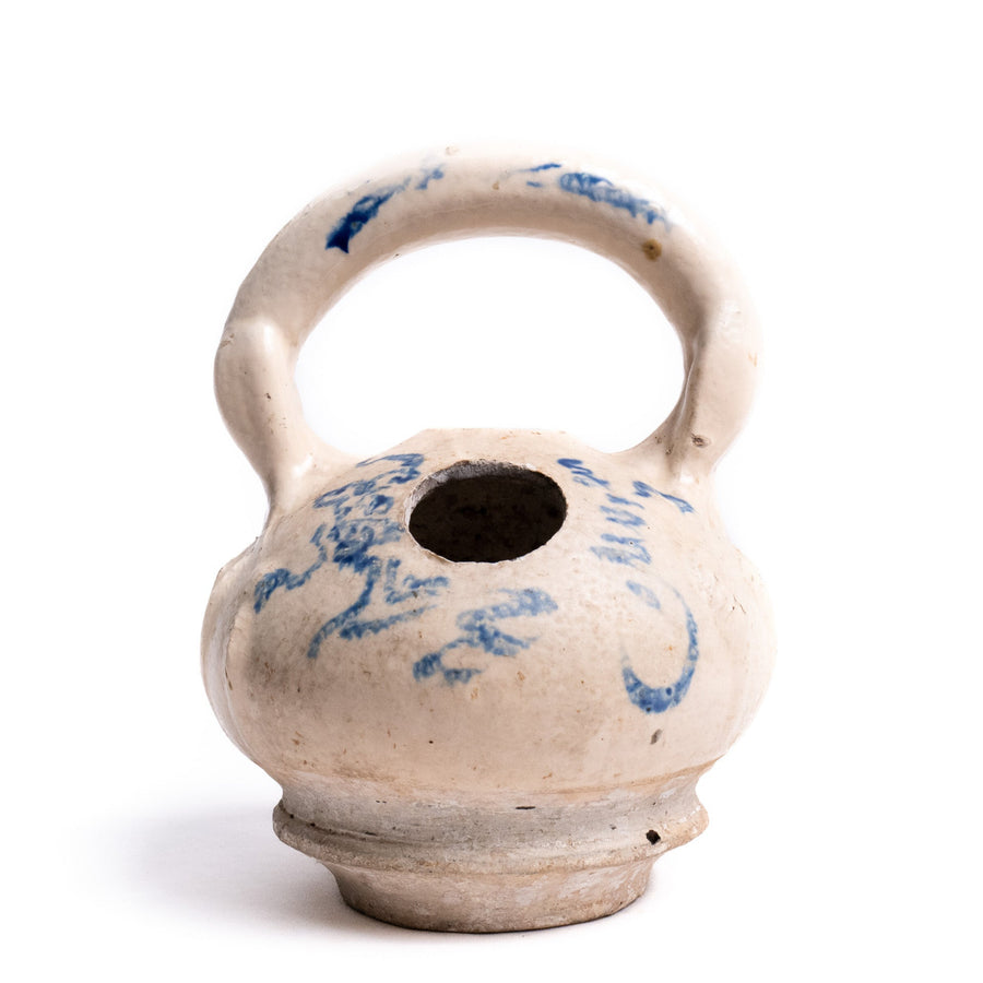 Vietnamese Pottery Lime Jar with Overhead Handle