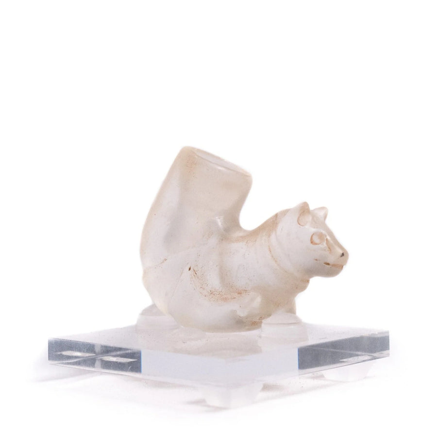 Feline-Head Glass Vessel Terminal, Sold to Us as Indo-Parthian