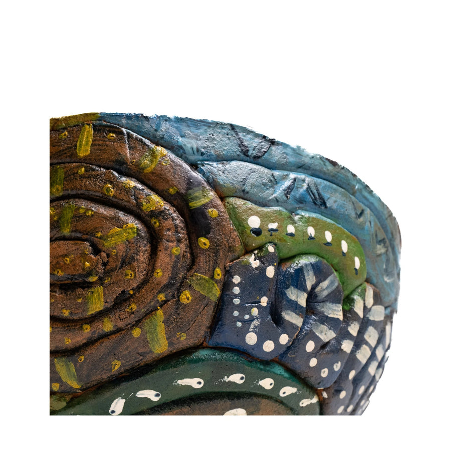 Coil-Built Earthenware Bowl, Signed PEP